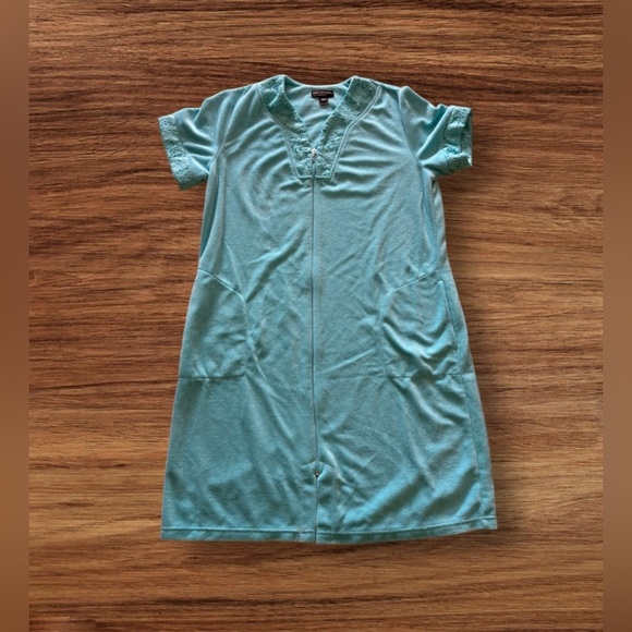 Miss Elaine Relax full Zip Front Waffle Knit Robe pocket size M - Picture 2 of 16